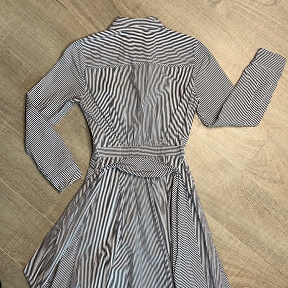 J Crew Striped Button Front Tie Waist Shirt Dress - Picture 8 of 13